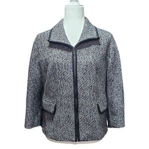 LAFAYETTE 148 tweed black white wool cashmere camel hair short jacket size 10